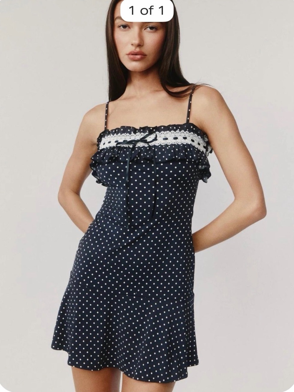With jean polka dot black and white zoi mini dress size small never worn